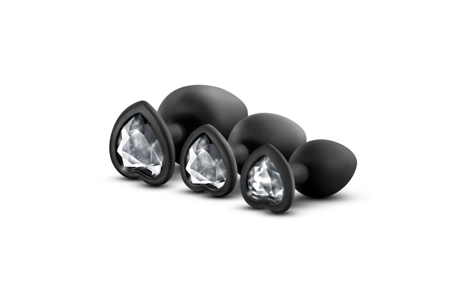 Luxe Bling Plugs Training Kit Black With Clear Gems