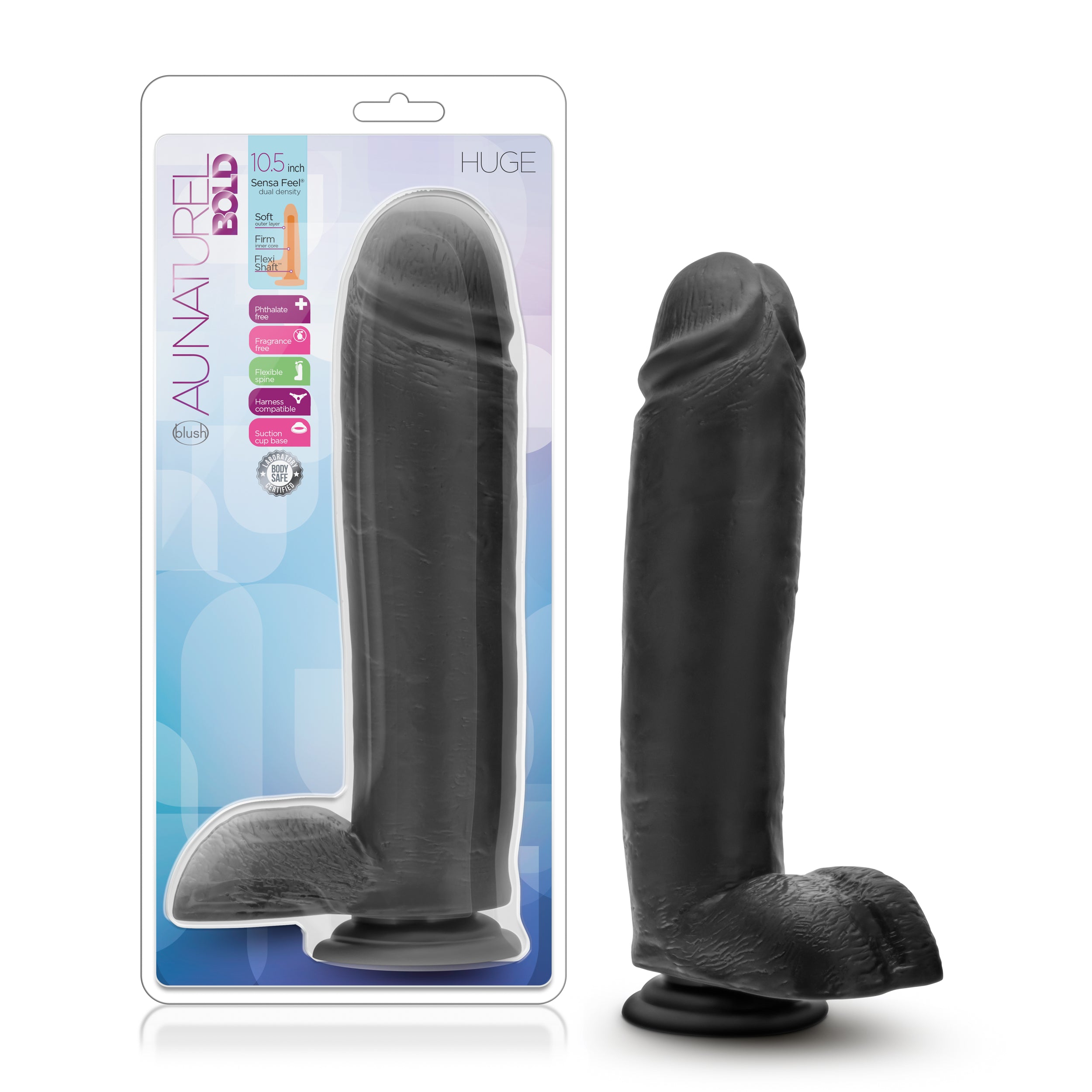 Au Naturel Bold Huge 10.5in Dildo Black